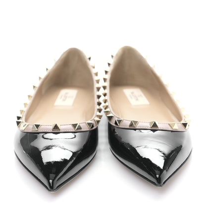 Valentino Garavani Patent Nappa Rockstud Ballerina Flats 38.5 Black Poudre 2 of 8