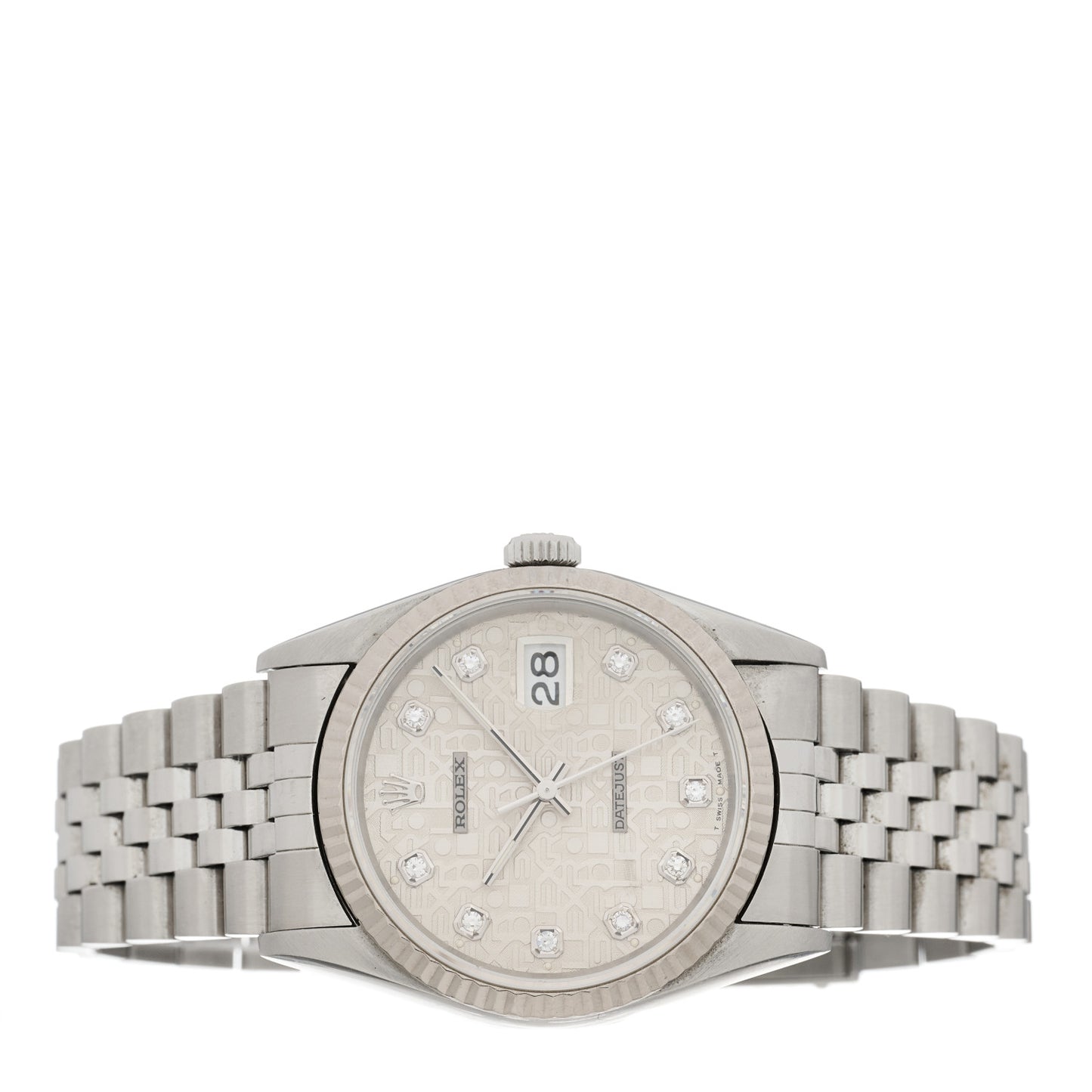 Stainless Steel 18K White Gold Diamond 36mm Oyster Perpetual Datejust Watch Silver Jubilee 16234
