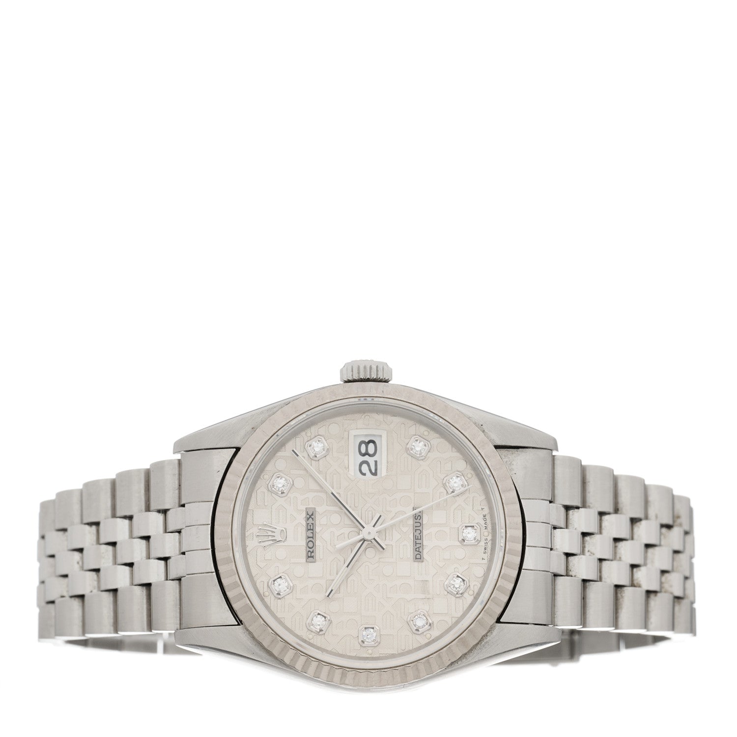 Rolex Stainless Steel 18K White Gold Diamond 36mm Oyster Perpetual Datejust Watch Silver Jubilee 16234 2 of 4