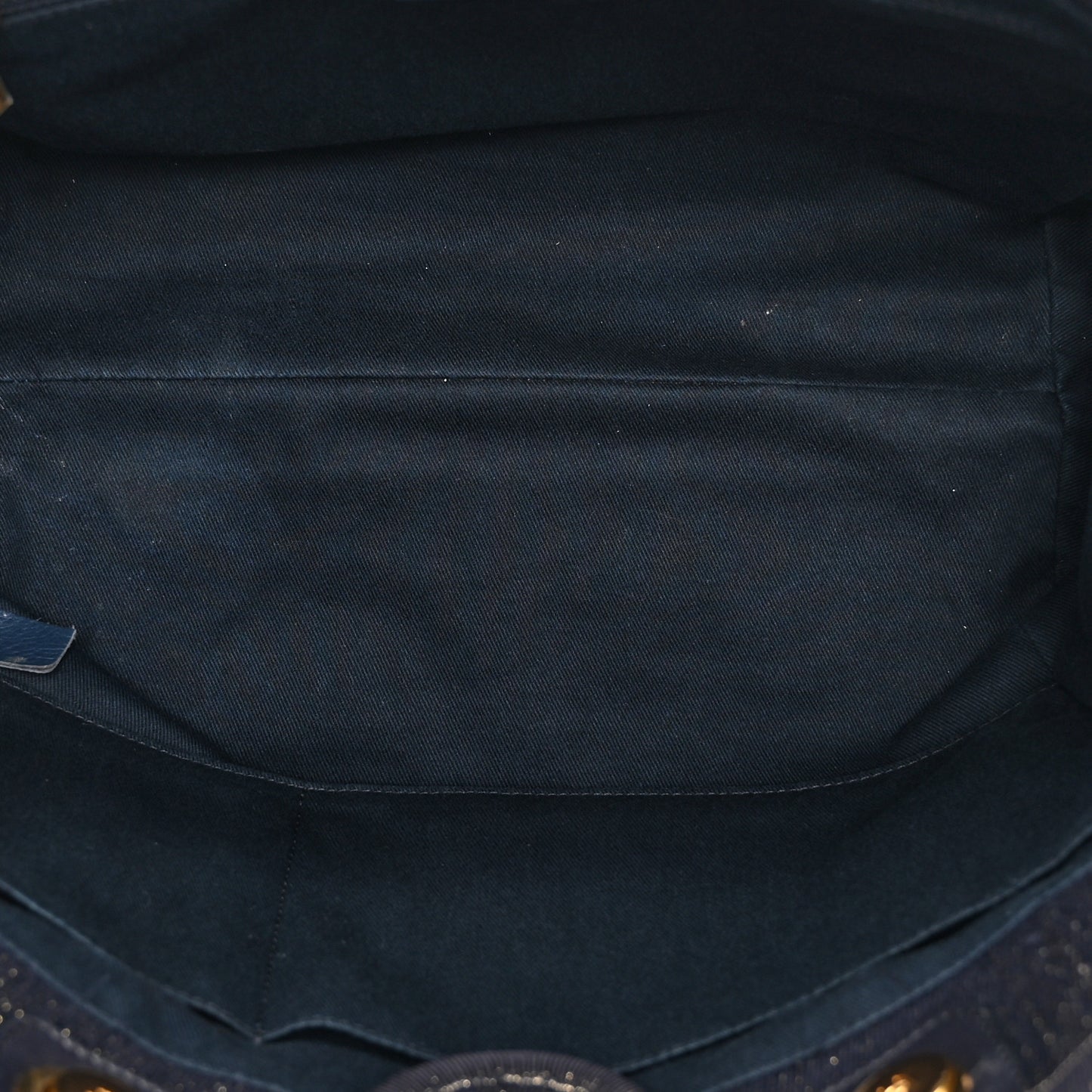 Lurex Canvas Small Deauville Tote Navy Blue Gold