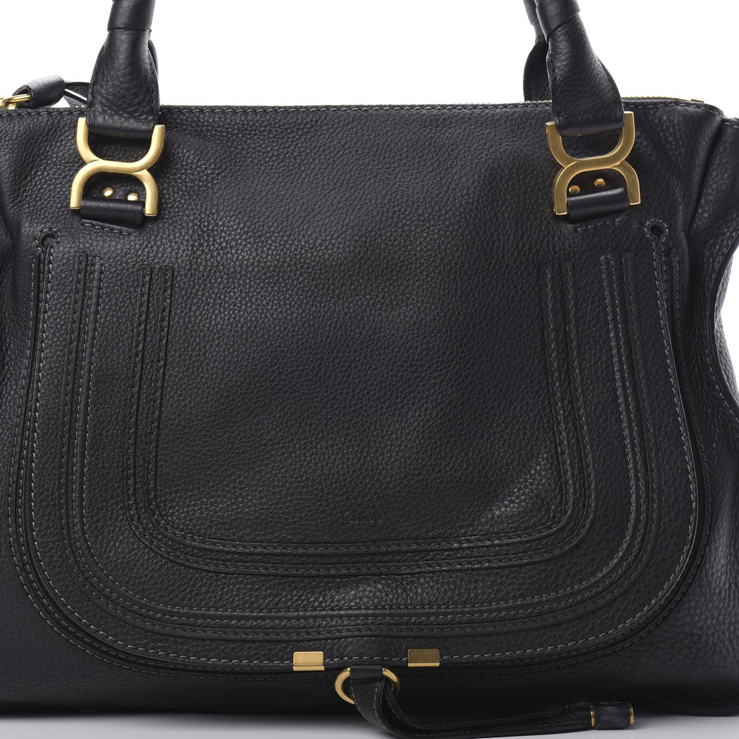 Calfskin Large Marcie Satchel Black