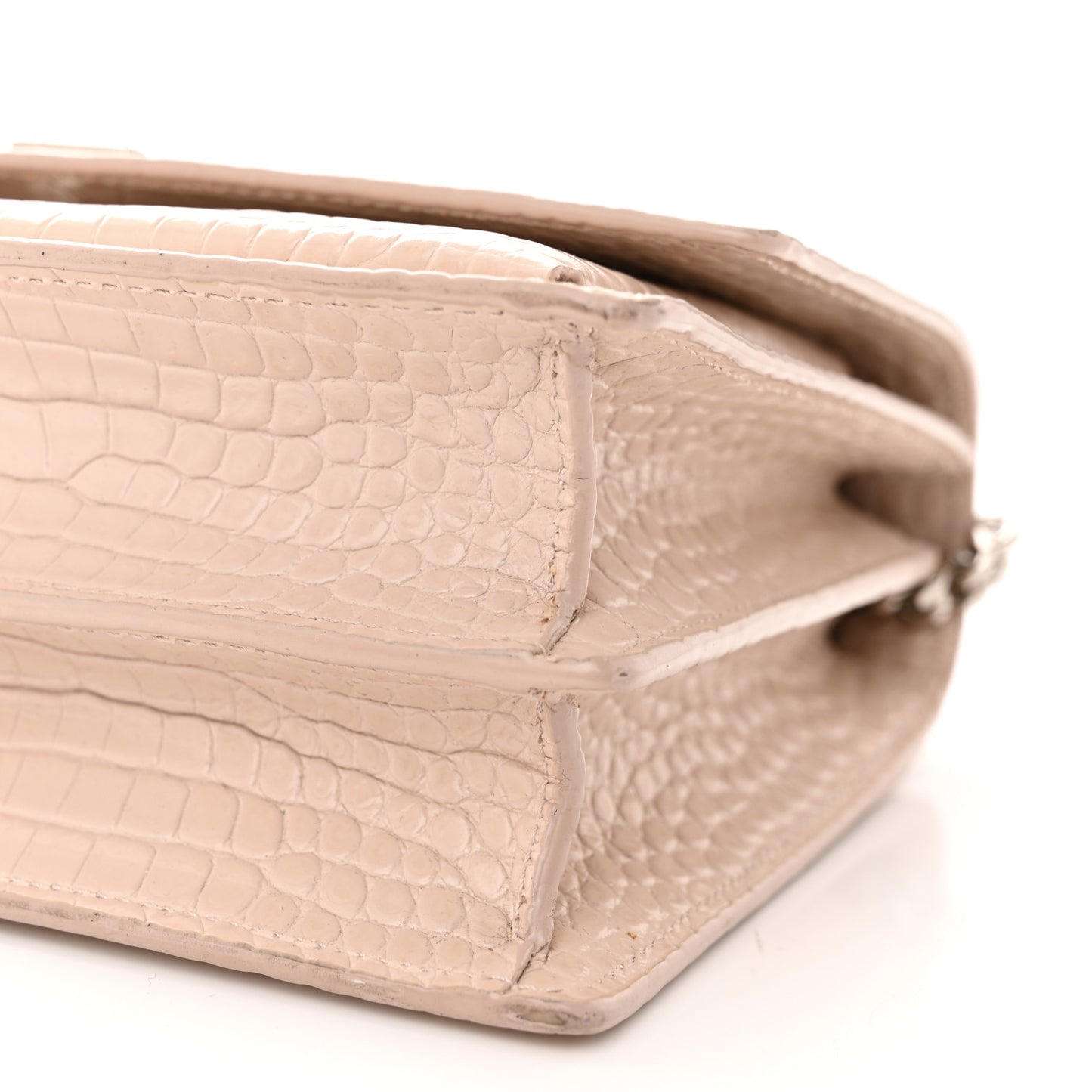 Calfskin Crocodile Embossed Medium Monogram Sunset Rose Antic