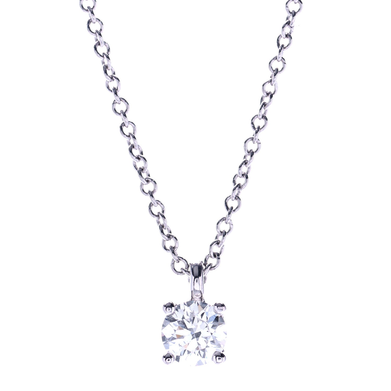 Tiffany Platinum Diamond .26ct Solitaire Pendant Necklace 1 of 7