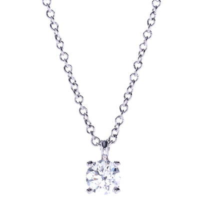 Tiffany Platinum Diamond .26ct Solitaire Pendant Necklace 1 of 7