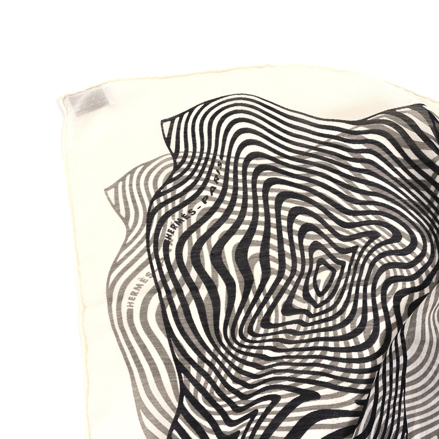 Hermes Silk Cashmere Onde De Chic Scarf 90 White Black 2 of 3