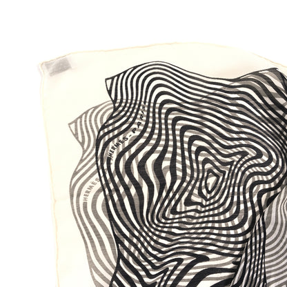 Hermes Silk Cashmere Onde De Chic Scarf 90 White Black 2 of 3