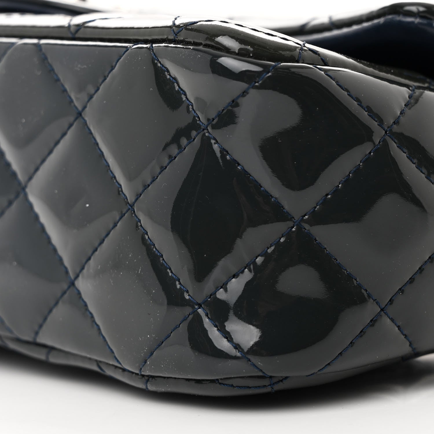 Chanel Patent Calfskin Quilted Mini Rectangular Flap Navy Blue 10 of 11
