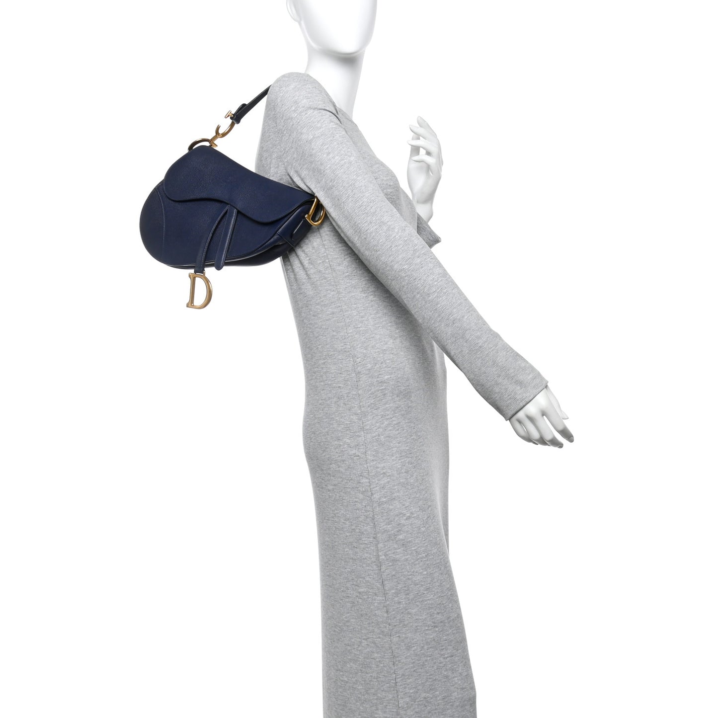Grained Calfskin Saddle Bag Navy