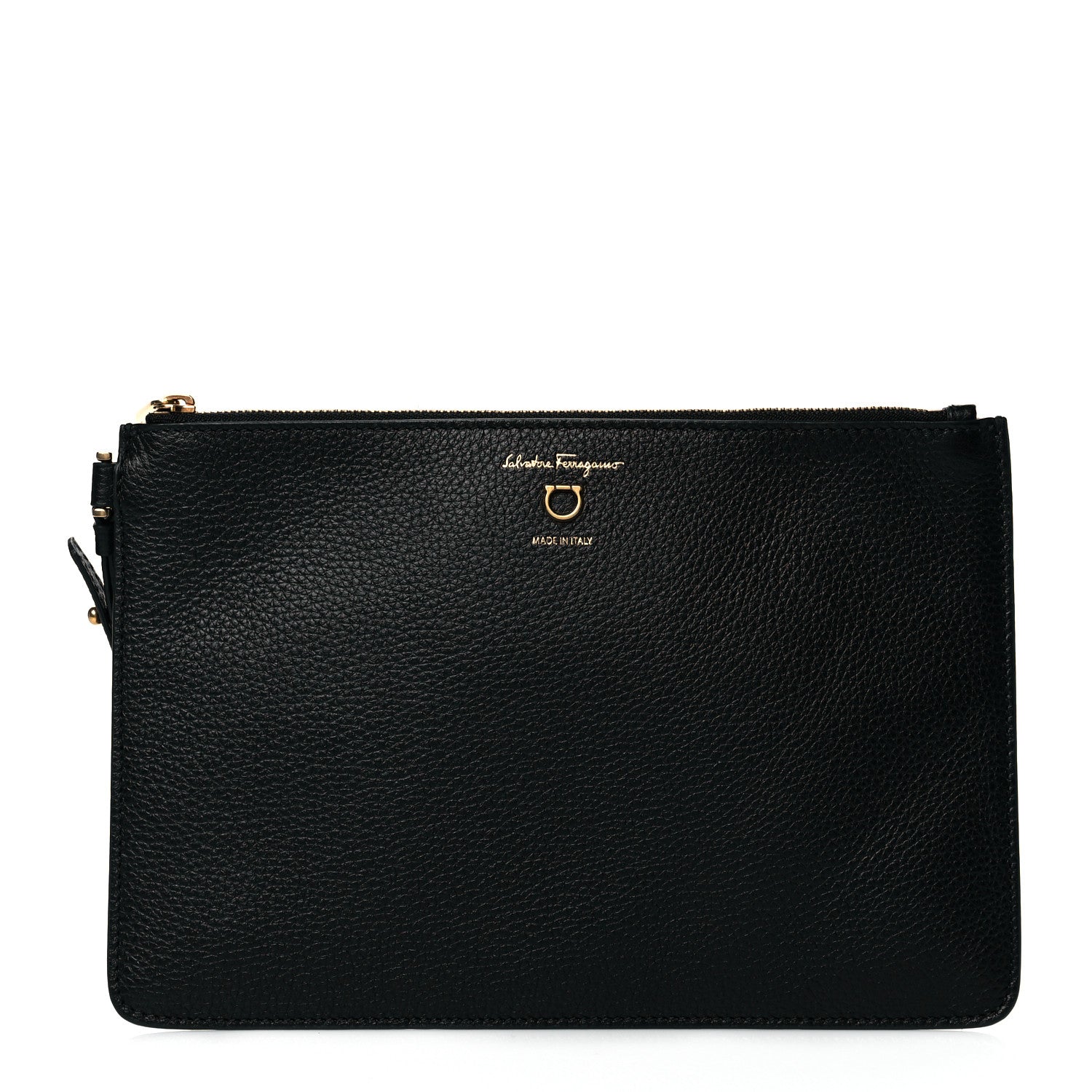 Salvatore Ferragamo Calfskin Wristlet Clutch Black 1 of 8