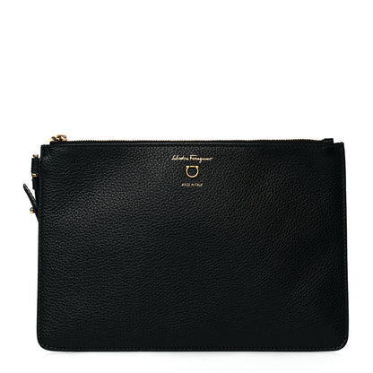 Salvatore Ferragamo Calfskin Wristlet Clutch Black 1 of 8