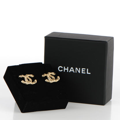 Chanel Crystal Twisted CC Earrings Gold 5 of 5