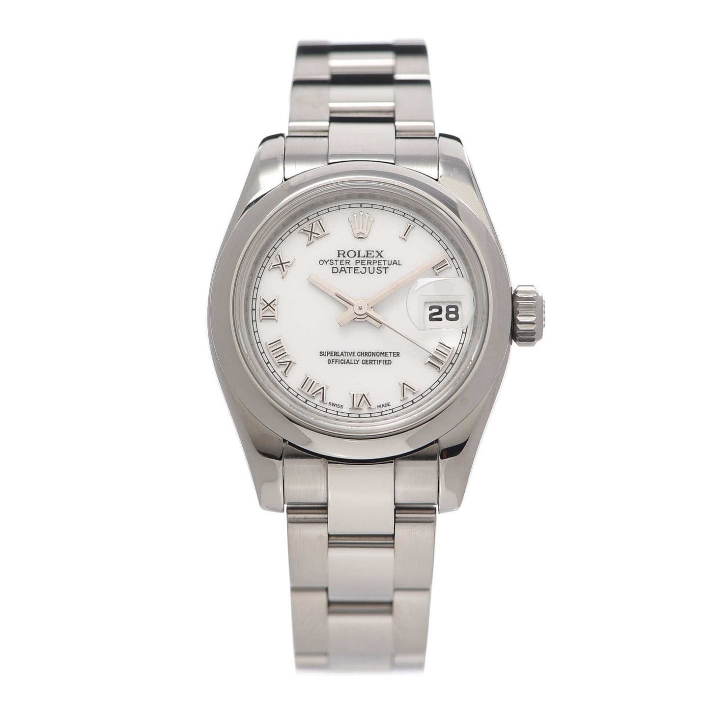 Stainless Steel 26mm Oyster Perpetual DateJust Watch White Roman 179160