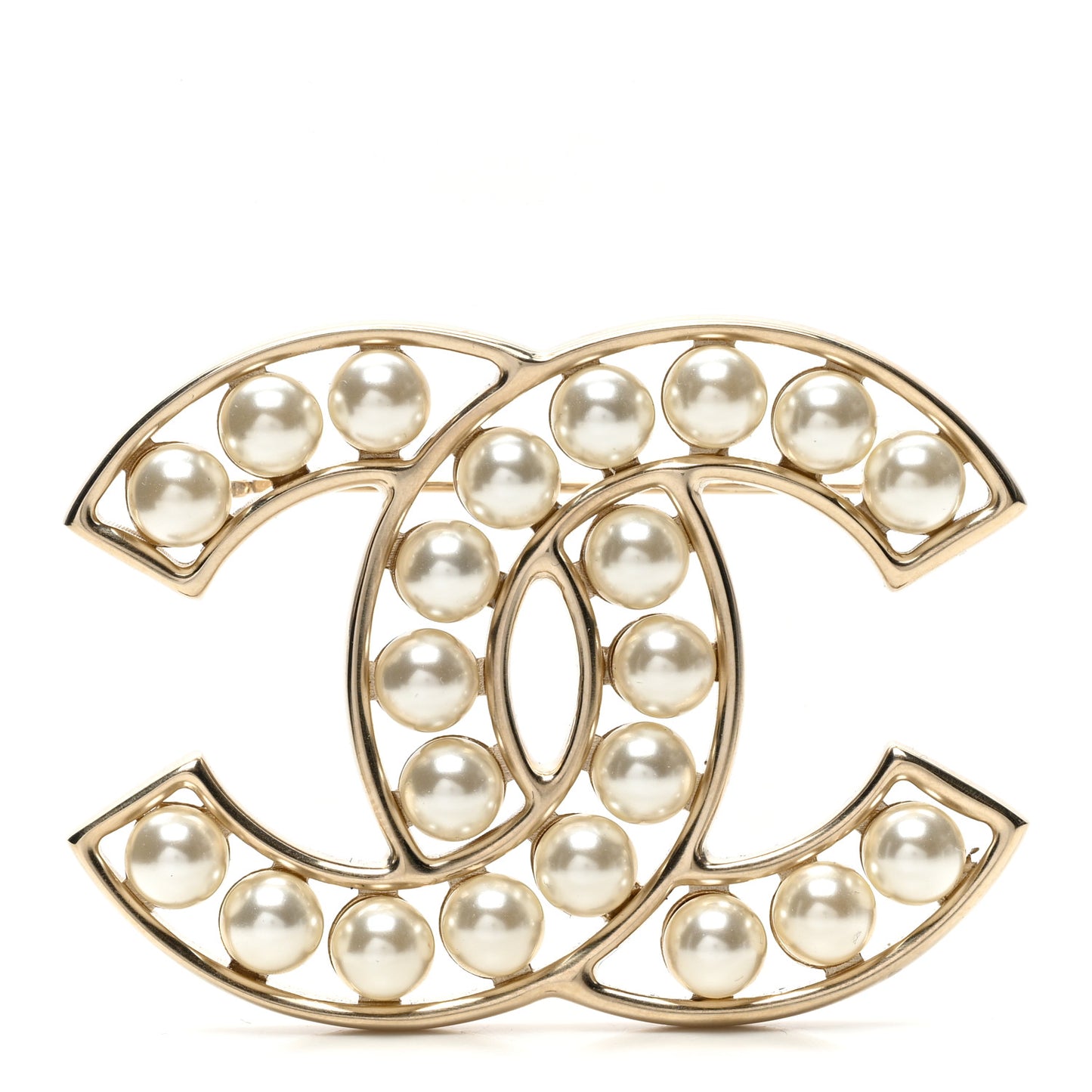 Pearl CC Brooch Light Gold