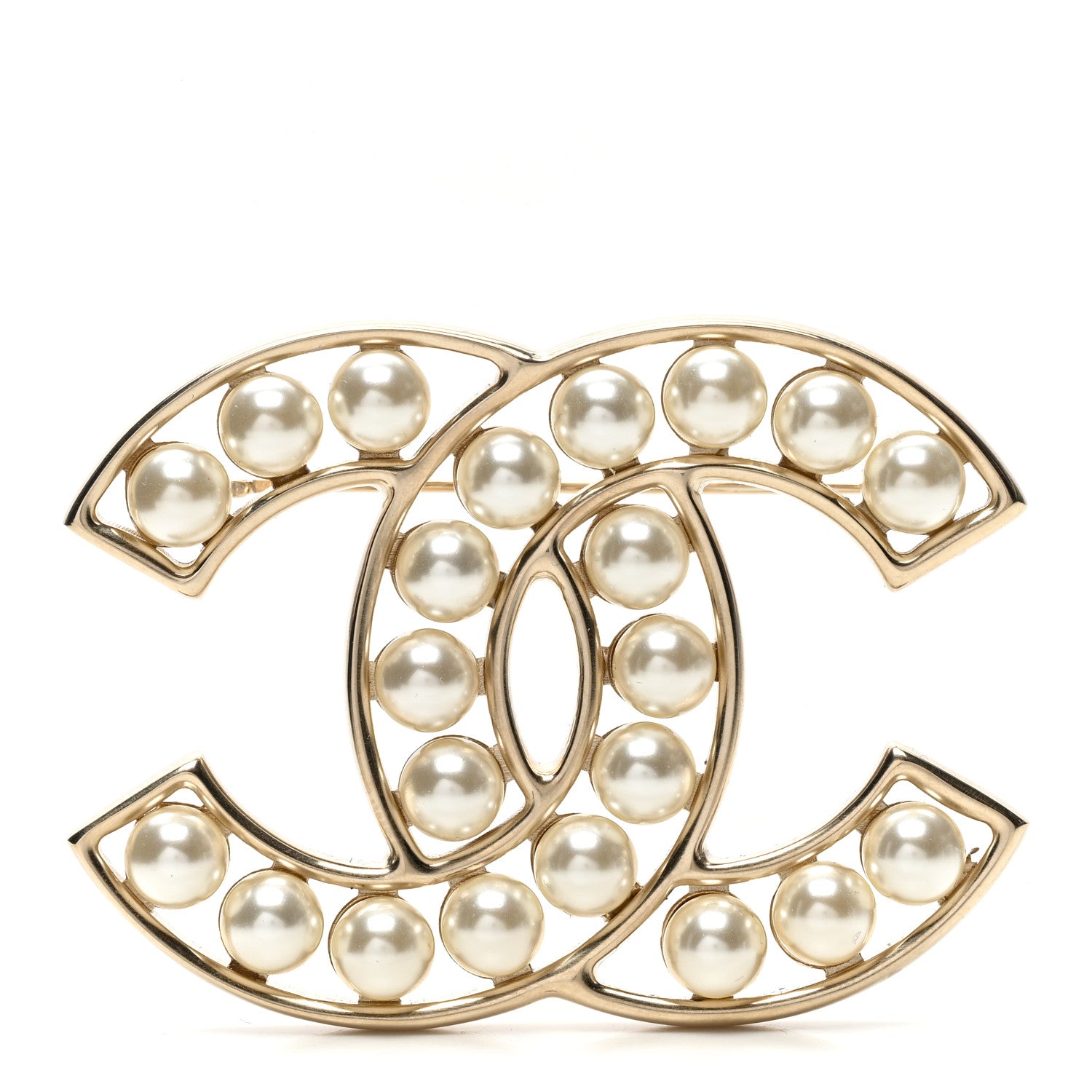 Chanel Pearl CC Brooch Light Gold 1 of 5