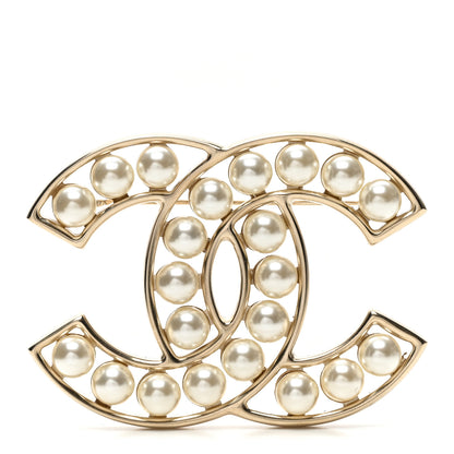 Chanel Pearl CC Brooch Light Gold 1 of 5
