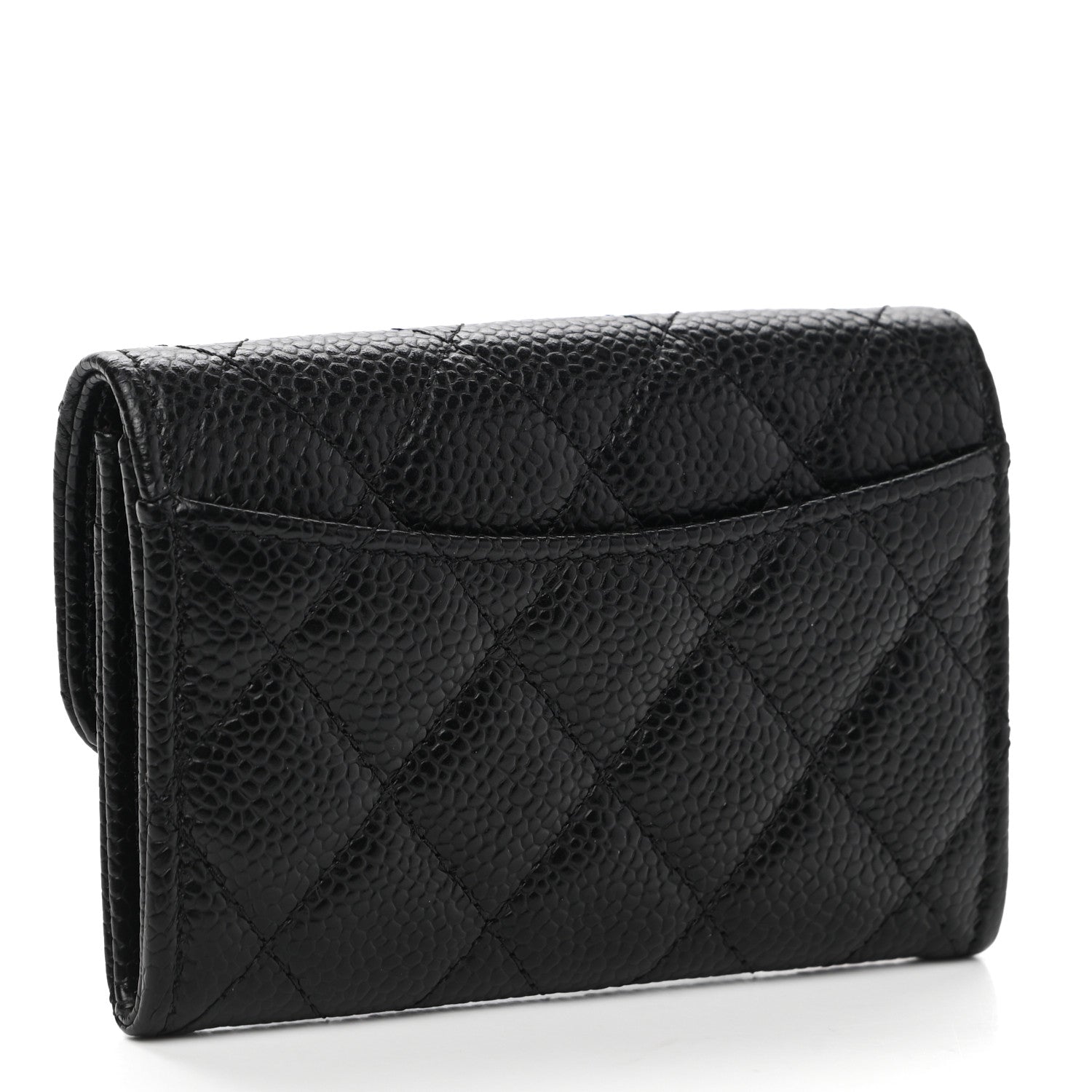 Chanel Caviar Quilted Flap Card Holder Wallet Black 3 of 9