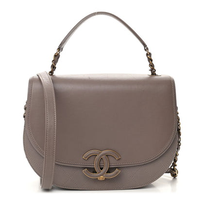 Chanel Shiny Calfskin Goatskin Quilted Small Coco Curve Messenger Flap Grey 1 of 10