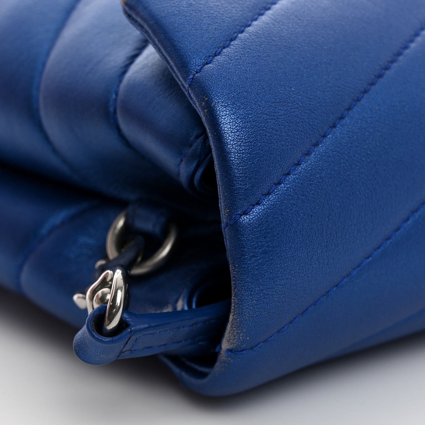 Metallic Calfskin Y Quilted Monogram Toy Loulou Crossbody Bag Blue Royal