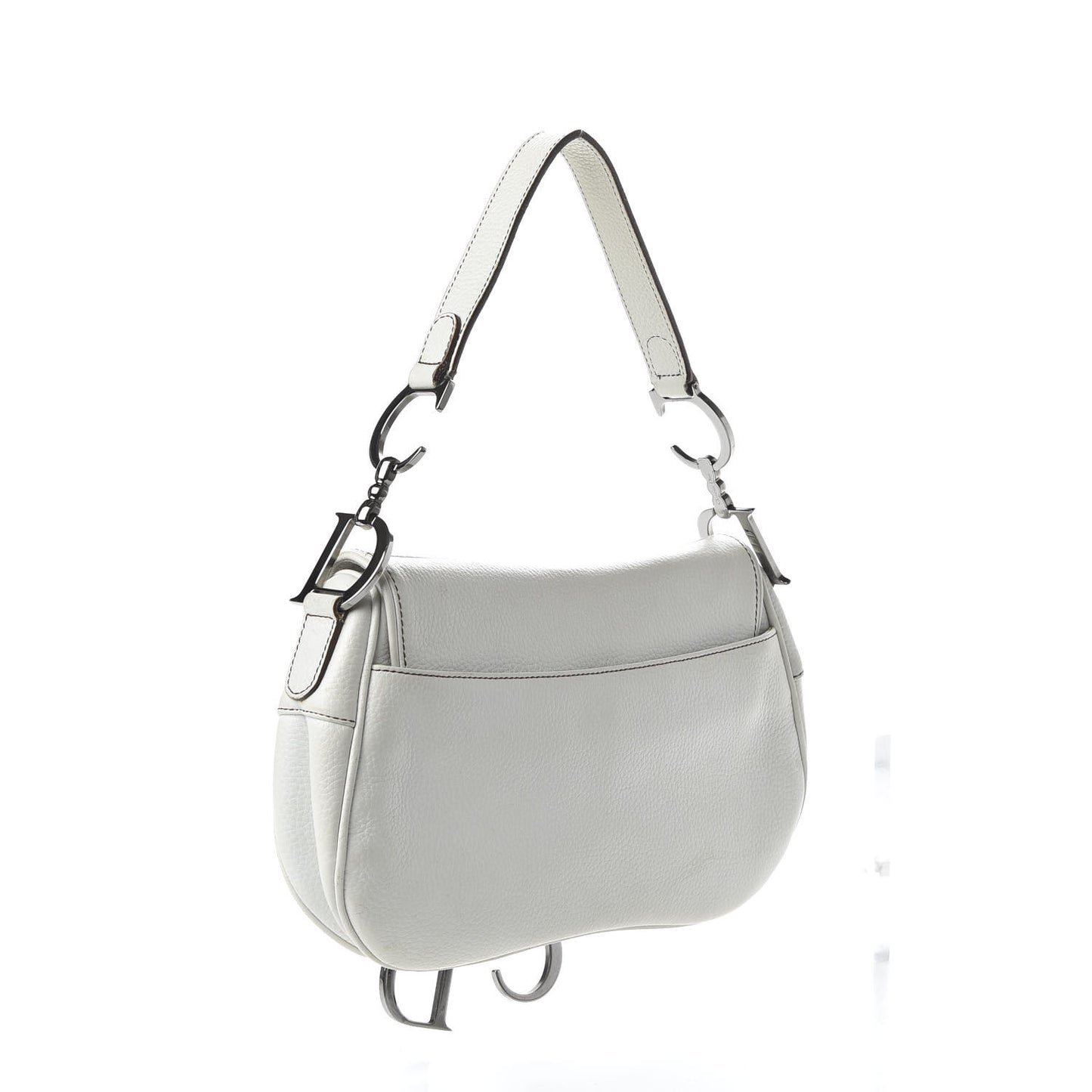 Calfskin Double Saddle Bag White