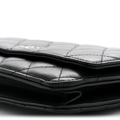 Chanel Lambskin Quilted Wallet On Chain WOC Black 10 of 11