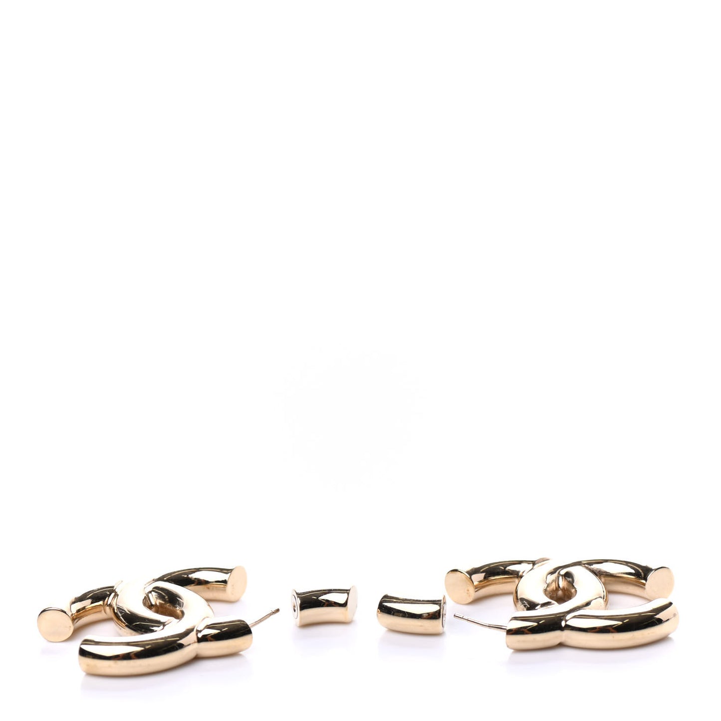 Metal Large CC Earrings Light Gold