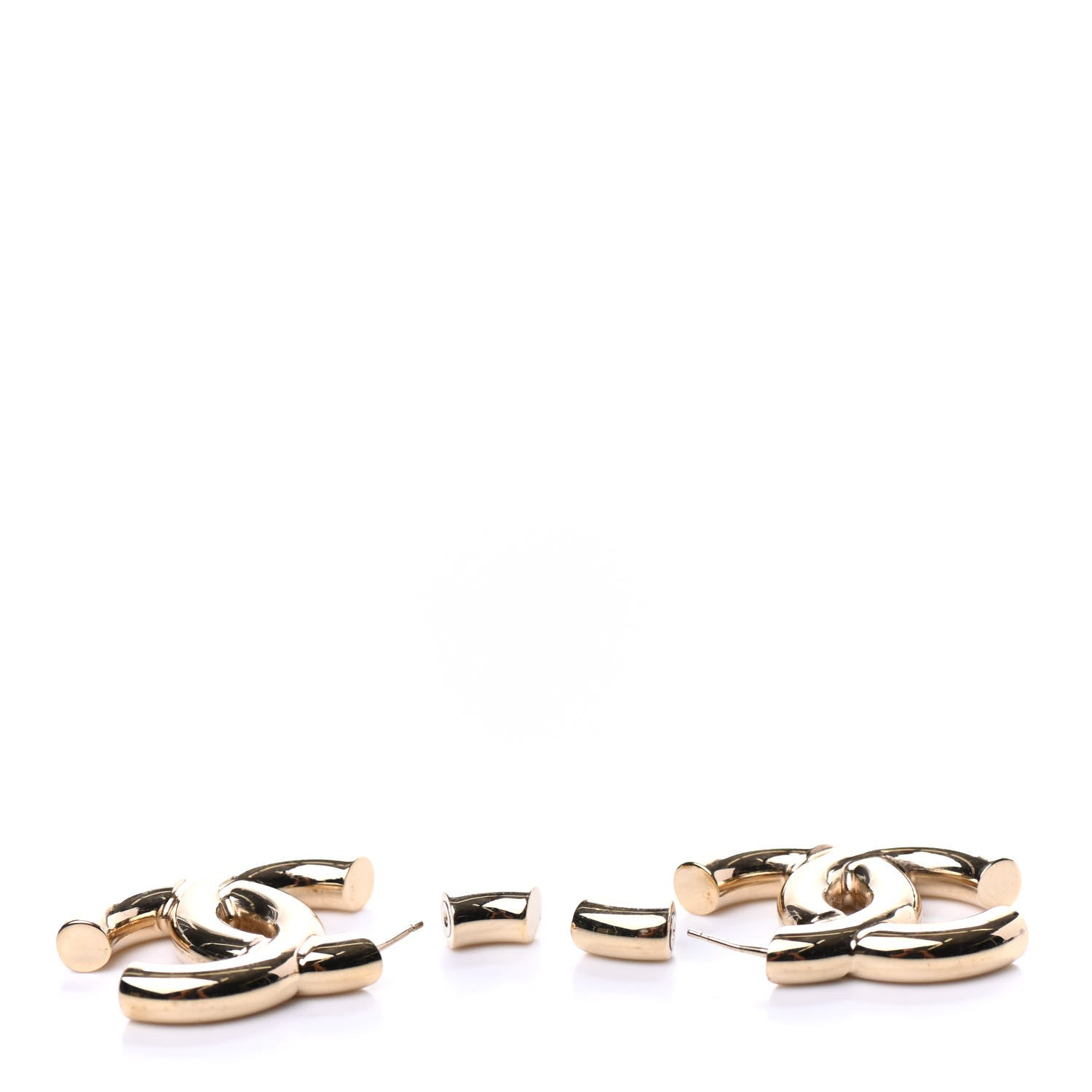 Chanel Metal Large CC Earrings Light Gold 3 of 5