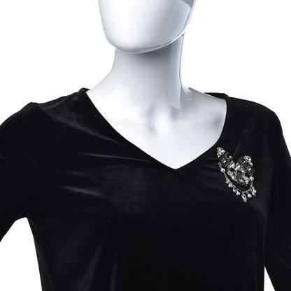 Chanel Baguette Crystal Pearl CC Brooch Silver Black 2 of 5