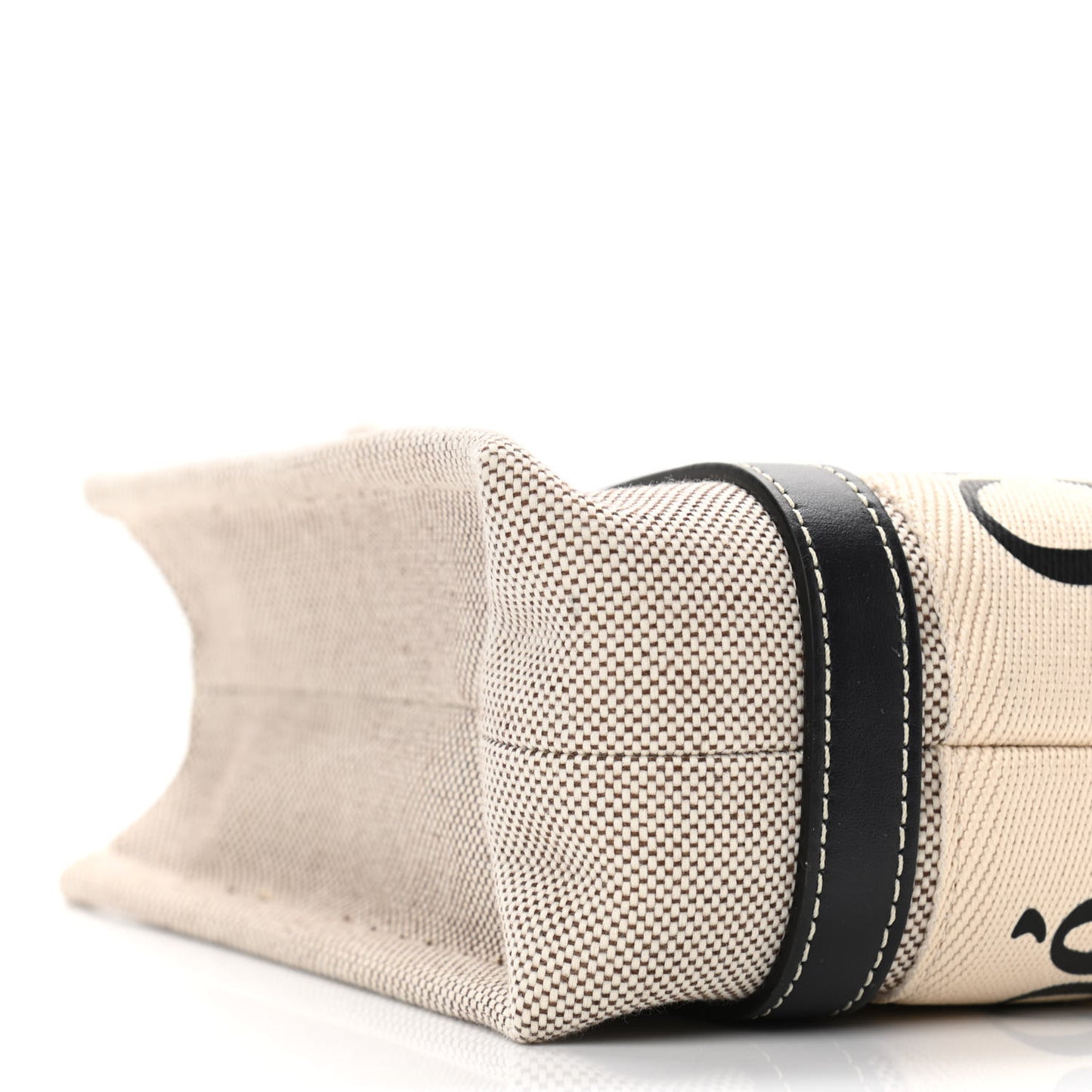 Cotton Calfskin Small Woody Ribbon Tote White Blue