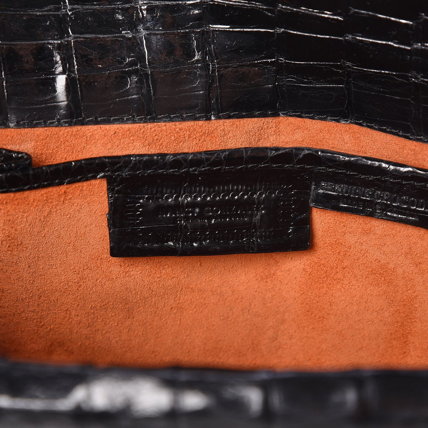 Glossy Crocodile Foldover Clutch Black