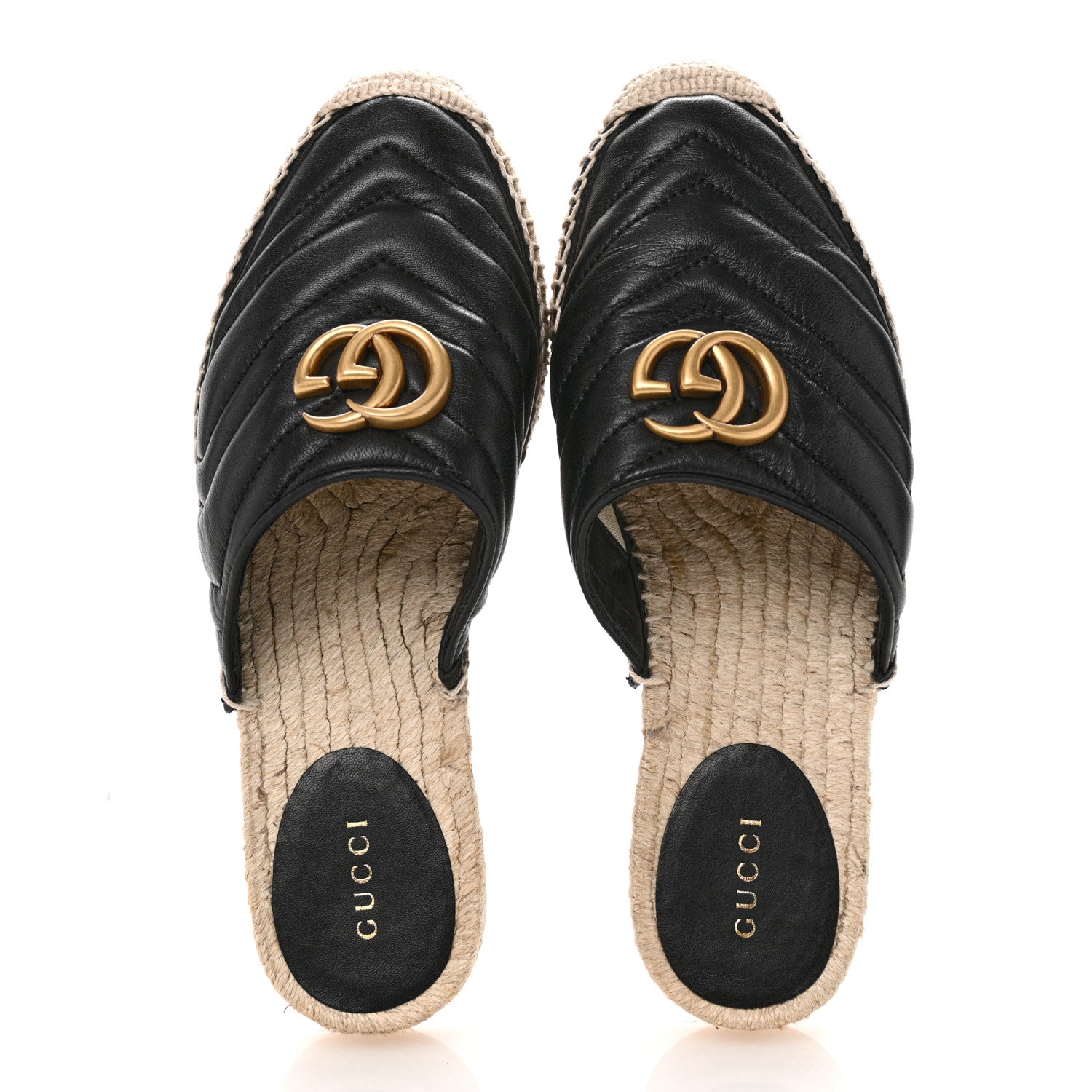Gucci Nappa Matelasse GG Marmont Espadrille Slippers 36 Black 2 of 10