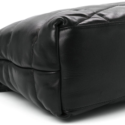 Saint Laurent Lambskin Quilted Medium Loulou Puffer Monogram Chain Satchel Black 11 of 12