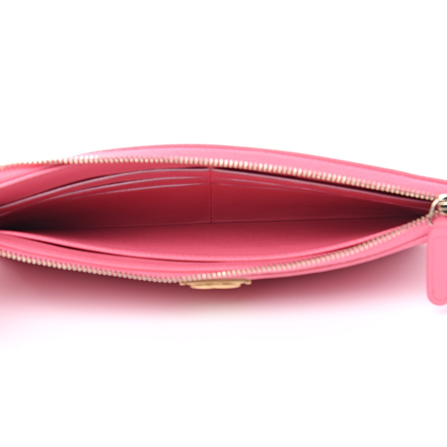 Lambskin Quilted Small Boy Zipped Pouch Pink