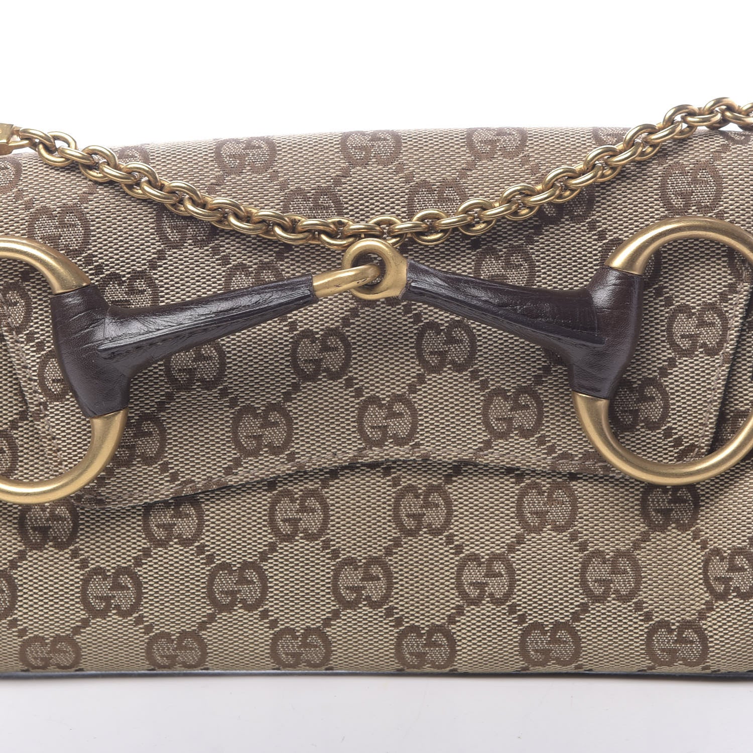 Gucci Monogram Horsebit Clutch Dark Brown 10 of 10