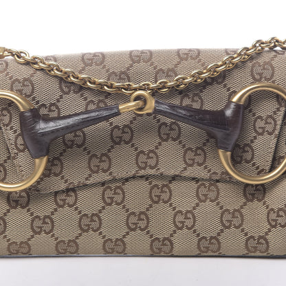 Gucci Monogram Horsebit Clutch Dark Brown 10 of 10
