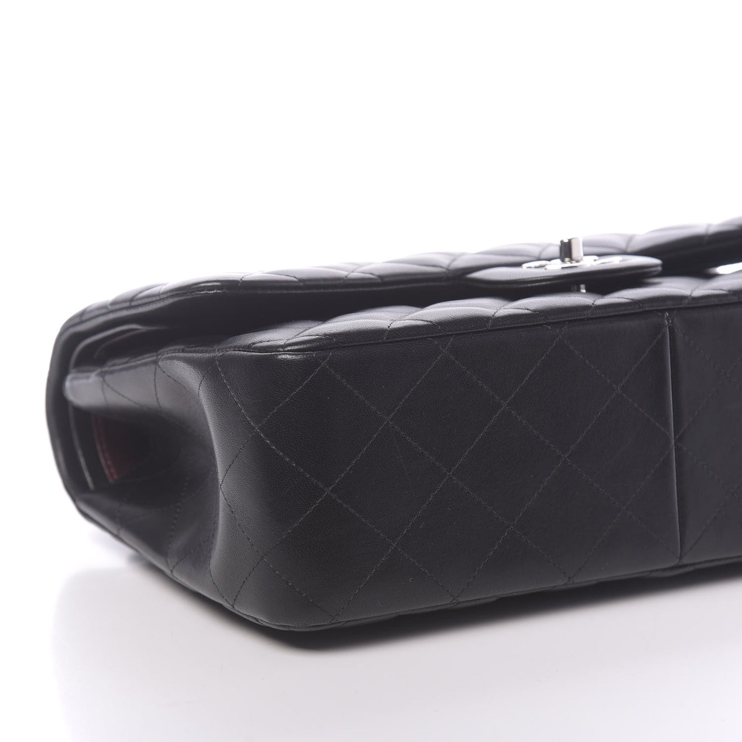 Lambskin Quilted Jumbo Double Flap Black