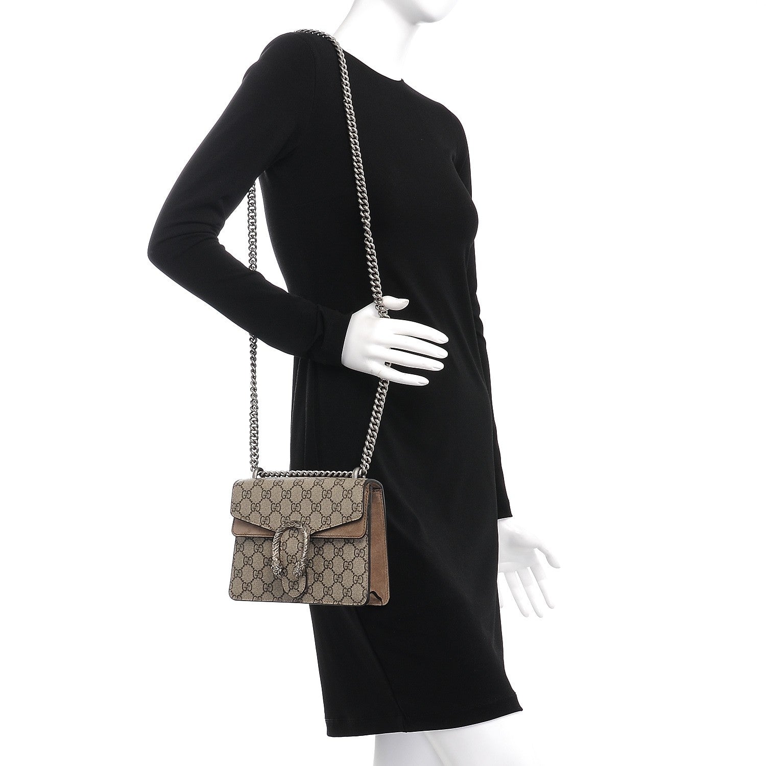 Gucci GG Supreme Monogram Mini Dionysus Shoulder Bag Taupe 2 of 9