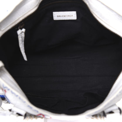 Balenciaga Agneau Graffiti All Over Classic Hardware S City White Bleu Rouge 8 of 21