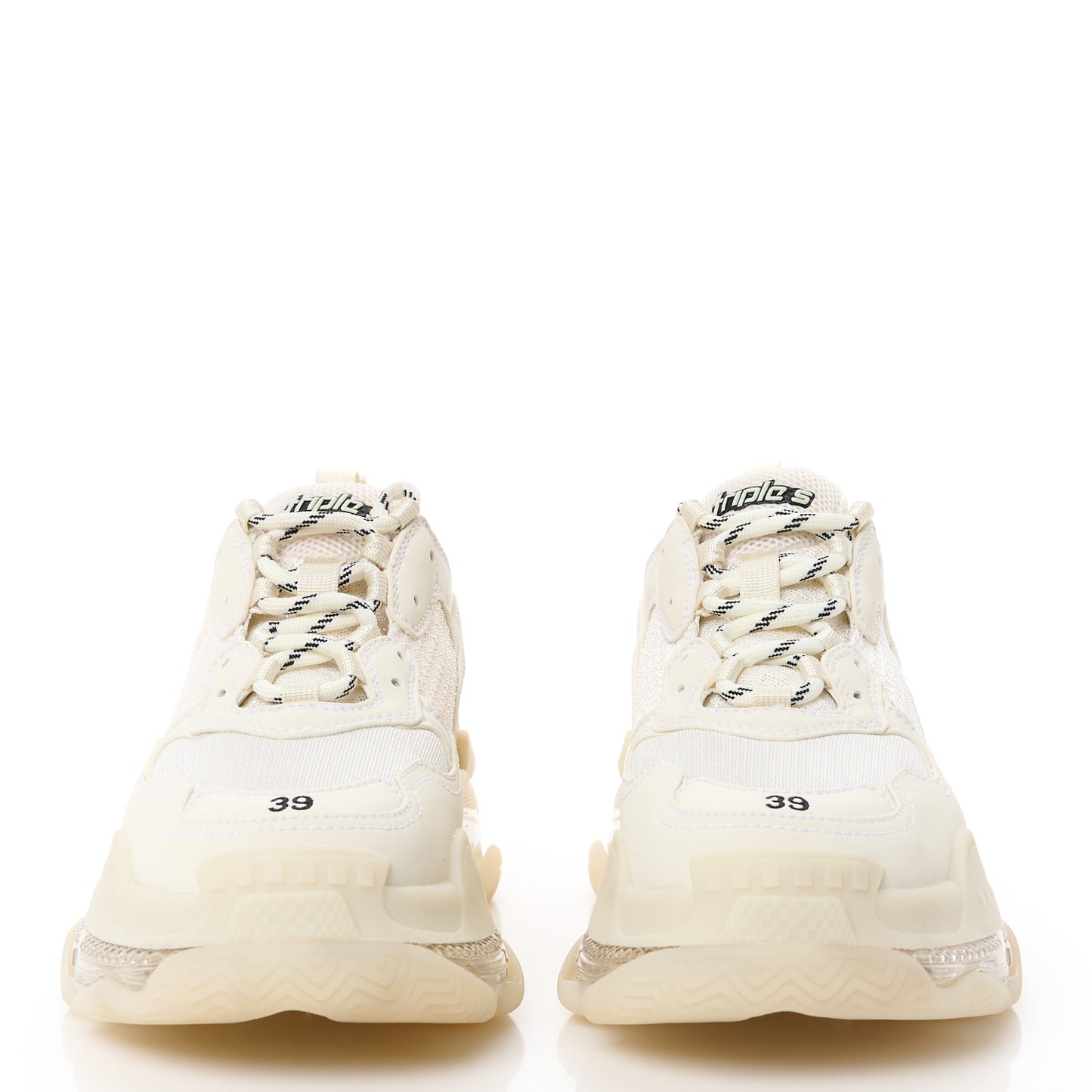 Fabric Mesh Clear Sole Womens Triple S Sneakers 39 White