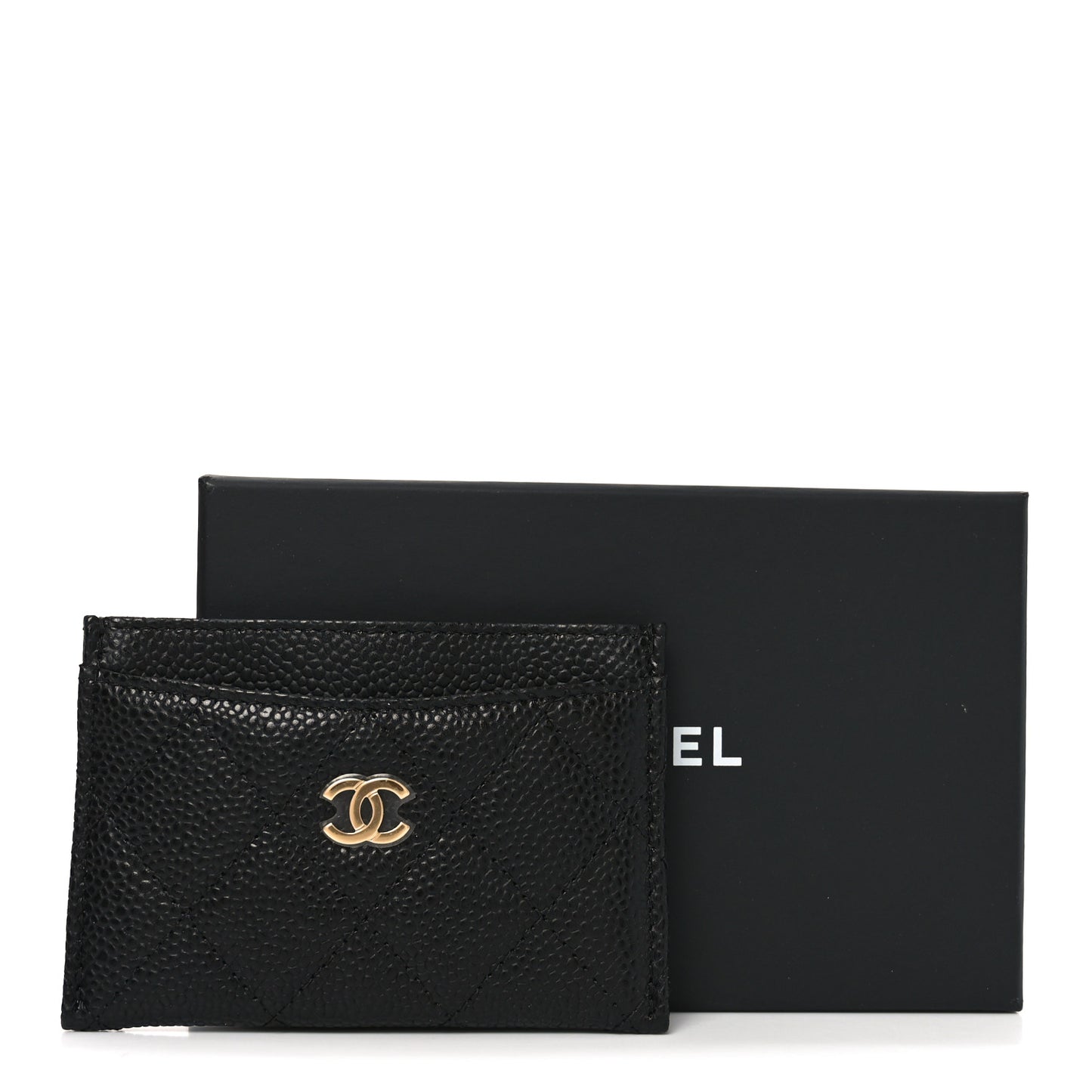 Caviar Quilted Card Holder Black
