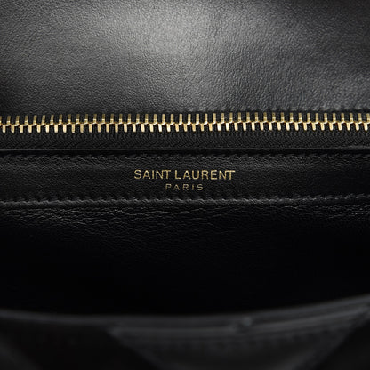 Saint Laurent Calfskin Suede Matelasse Chevron Monogram Medium College Bag Marine 6 of 8