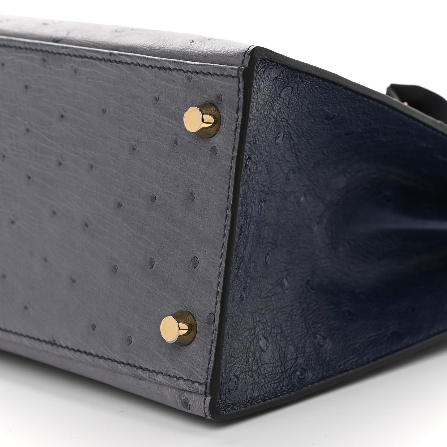Ostrich Horseshoe Kelly Sellier 28 Gris Agate Bleu Iris