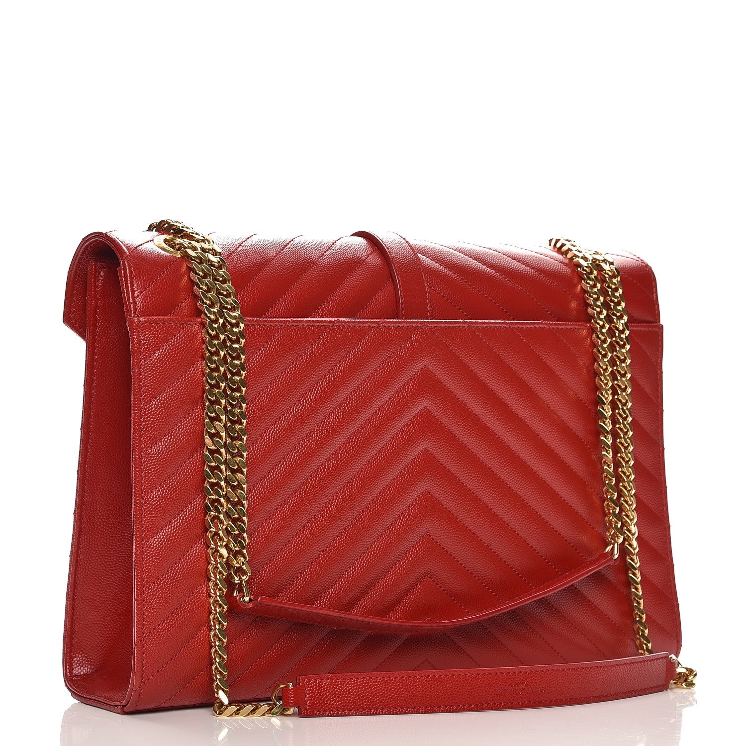 Saint Laurent Grain De Poudre Matelasse Chevron Large Monogram Satchel Lipstick Red 4 of 12