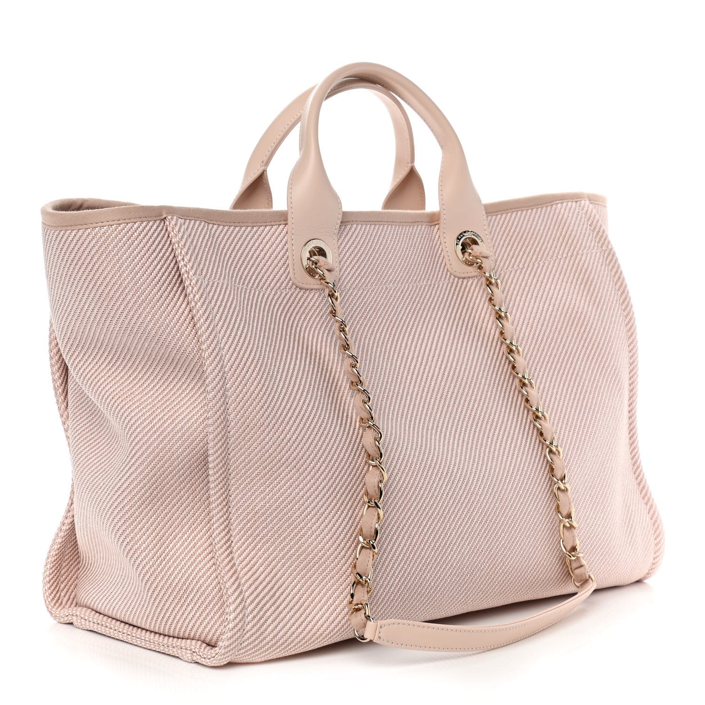 Mixed Fibers Calfskin Medium Deauville Tote Beige