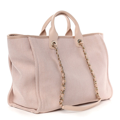 Chanel Mixed Fibers Calfskin Medium Deauville Tote Beige 3 of 13