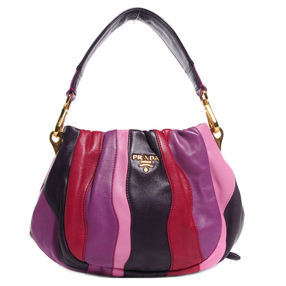 Prada Nappa Trembled Blossoms Stripes Crossbody Ibisco Viola 1 of 8