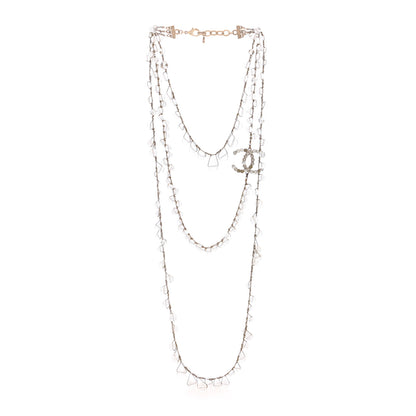 Chanel Crystal CC Multi Strand Long Chain Necklace Transparent Gold 3 of 4