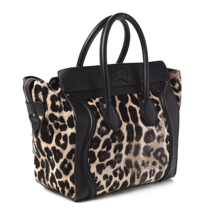 Celine Leopard Pony Hair Mini Luggage Brown 3 of 18