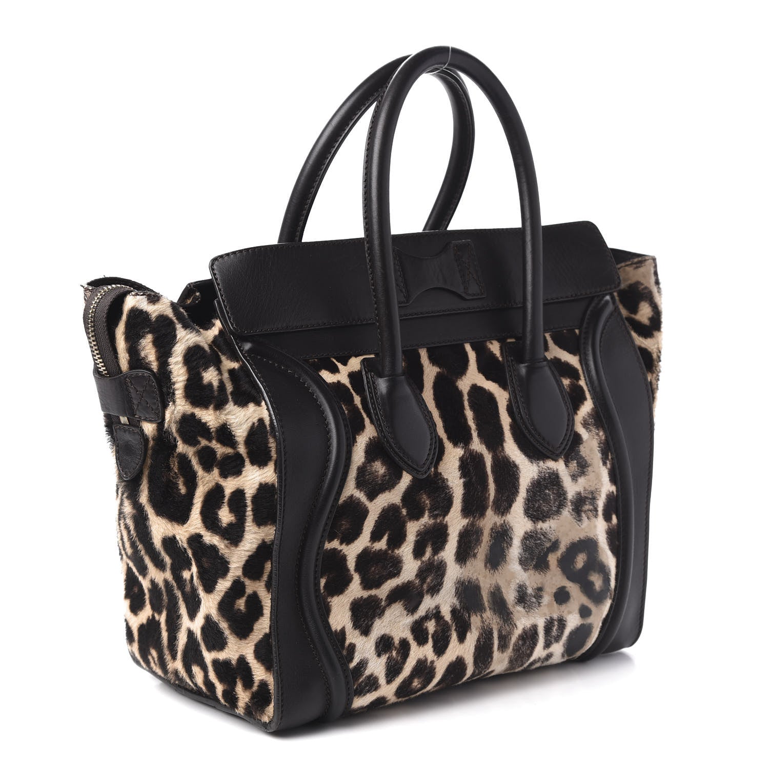 Celine Leopard Pony Hair Mini Luggage Brown 3 of 18
