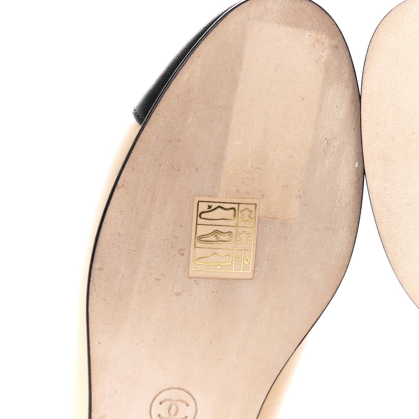 Lambskin Cap Toe CC Ballerina Flats 36 Beige Black
