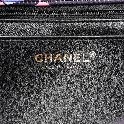Chanel Printed Fabric Quilted Camellia Flap Black Multicolor 6 of 10